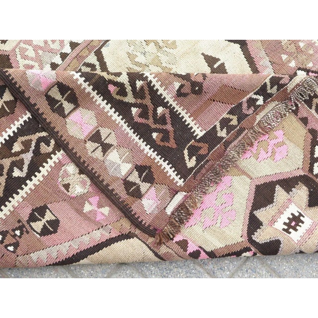Pink Oversized Vintage Turkish Kilim Rug - 57" X 146" For Sale - Image 8 of 11