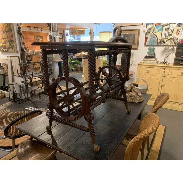 19th Century Claw Foot & Ball Twist Columnar Wheel Motif Side Table For Sale In South Bend - Image 6 of 13