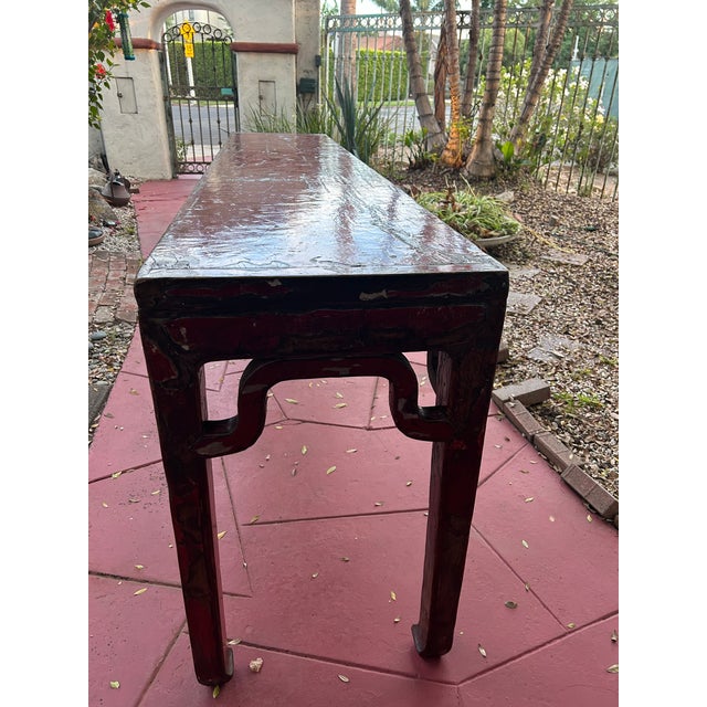 Antique Chinese Altar Table Red Lacquer Rustic For Sale - Image 10 of 12
