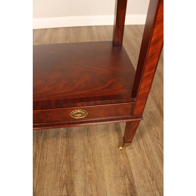 Maitland Smith Regency Style Inlaid Mahogany Two-Tier Server For Sale - Image 11 of 12