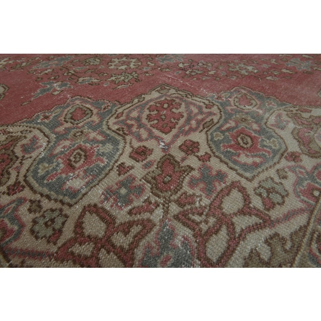 Textile 1970s Vintage Persian Handmade Wool Cotton Pink Area Rug For Sale - Image 7 of 11