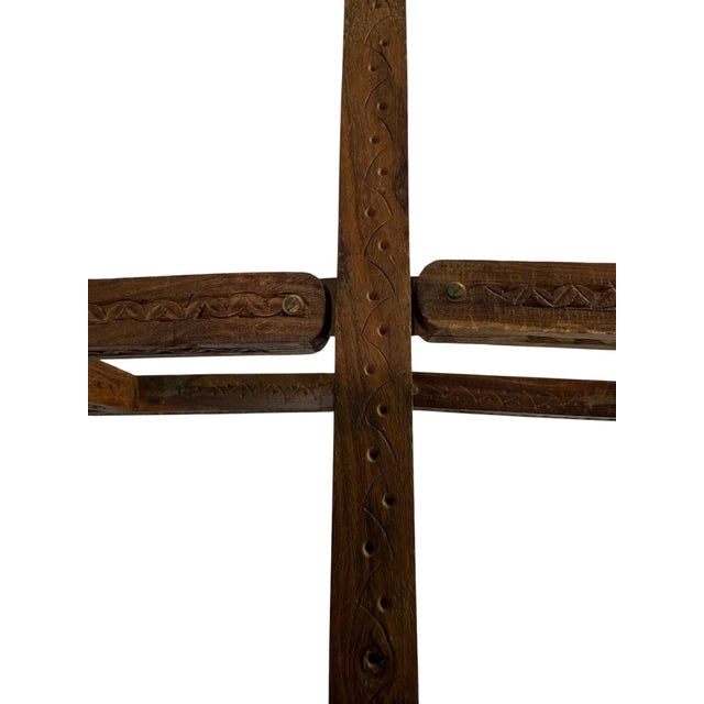 Indian Mid 20th Century Vintage Sarna Indian Embossed Brass Collapsable Tray Table For Sale - Image 3 of 17