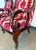 Pair of Vintage Red Velvet Damask Carved Wood Accent Chair For Sale - Image 4 of 9