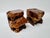 A dramatic pair of vintage burlwood bookends formed from dense, naturally contorted sections of root wood. Polished...