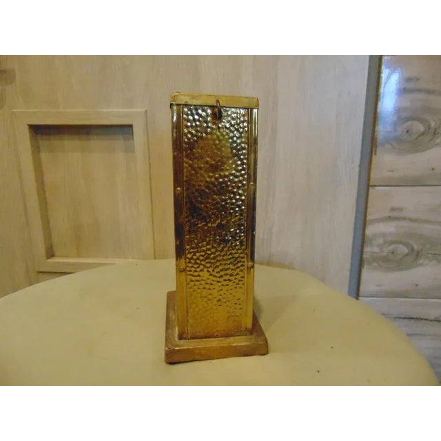 Art deco, brass kitchen knife container, dimensions: height 24.5 cm, width 12.5 cm, depth 10.2 cm.