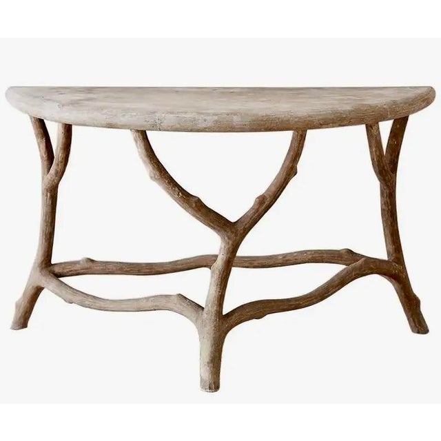 Faux Bois Concrete Demi Lune Console Table Chairish