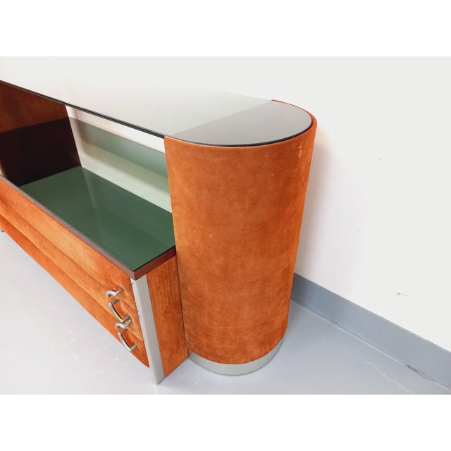 Vintage Italian Dressing Table in Suede Velvet, 1970s For Sale - Image 6 of 18
