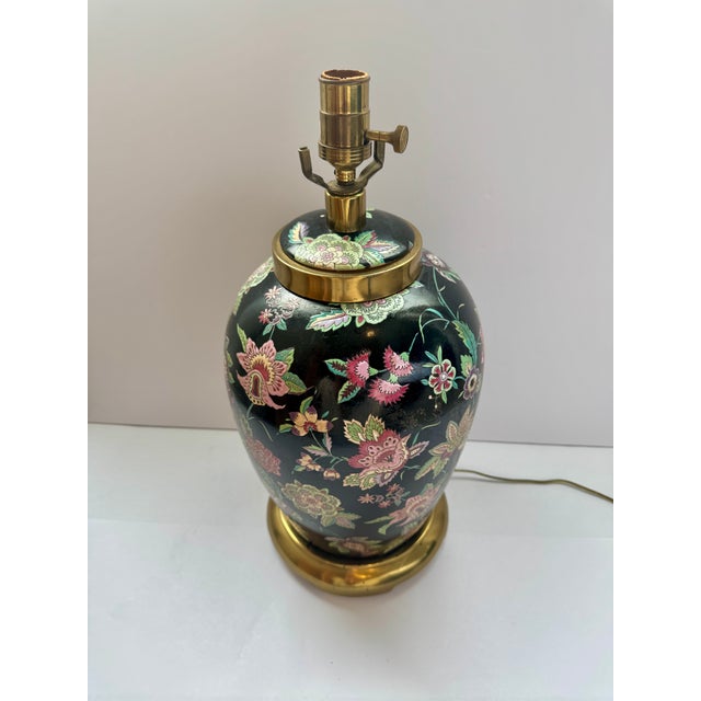 Mid 20th Century Mid Century Modern Paul Hanson Chinoiserie Black Porcelain Ginger Jar Table Lamp For Sale - Image 12 of 13
