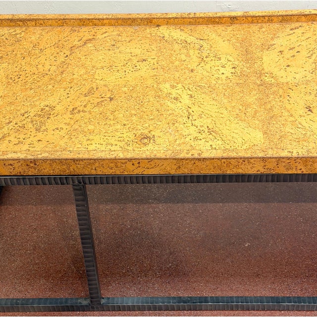French Modern Style Cork-Top Cocktail Table with Wrought Iron Base, France For Sale - Image 12 of 15