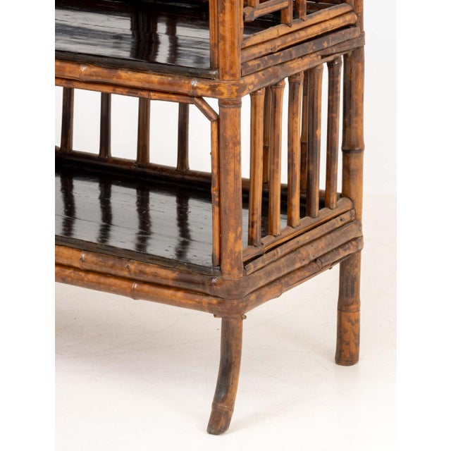 Aesthetic Movement Chinoiserie Bamboo and Elm Etagere, 19th Century For Sale - Image 9 of 12