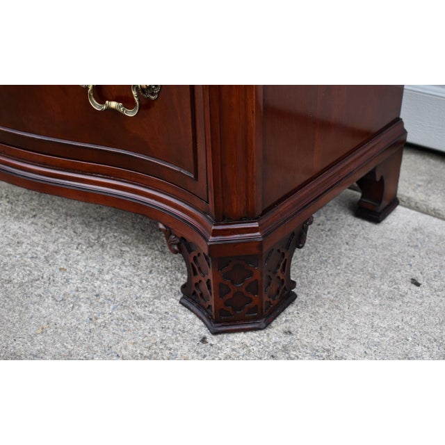 Vintage Chippendale Style Mahogany China Cabinet Hutch Serpentine Swan Neck For Sale - Image 9 of 15