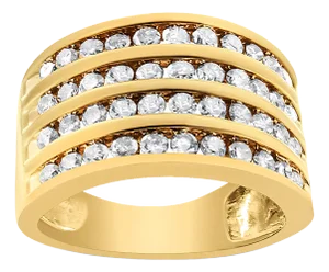 10K Yellow Gold Plated .925 Sterling Silver 1 1/2 Cttw Diamond 4 Row Channel Band Ring Size 7