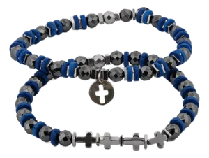 Good Vibes Spiritual Beaded Sterling Silver Cross Bracelet Set