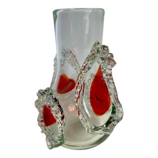 1960s Vintage Italian Murano Art Glass Vase Made in Italy For Sale