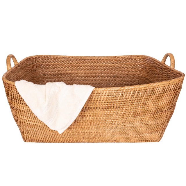 2020s Artifacts Saboga Home Everything Basket with Hoop Handles in Honey Brown - 25" For Sale - Image 5 of 9