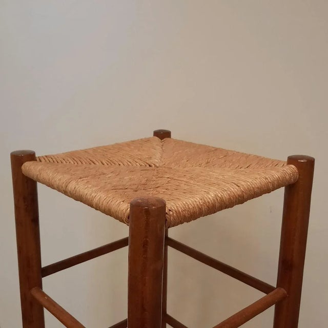 Set of Mid-Century Barstools with Rush Seat, 1960s For Sale - Image 6 of 8