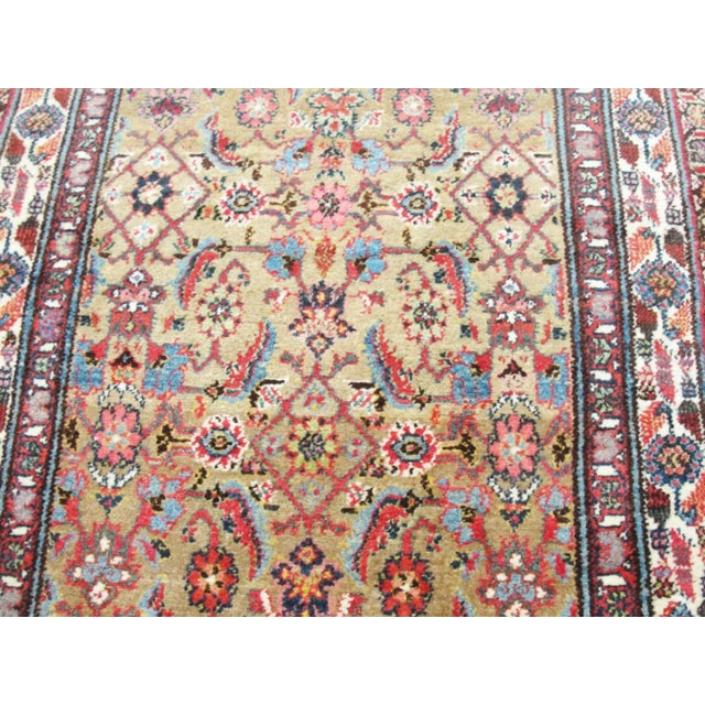 Textile Antique Persian Malayer Runner, Camel Color 3'4" × 14'11" For Sale - Image 7 of 10