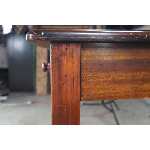 Wood Antique Victorian William IV Mahogany Tooled Leather Writing Table Desk Console For Sale - Image 7 of 16