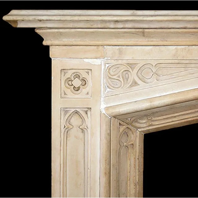 Mid 19th Century Antique Marble Gothic Revival Style Mantel For Sale - Image 5 of 7