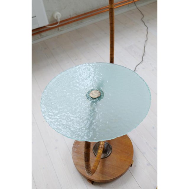 Gold Art Deco Swedish Grace Floor Lamp in Art Glass and Beech, 1930s For Sale - Image 8 of 18