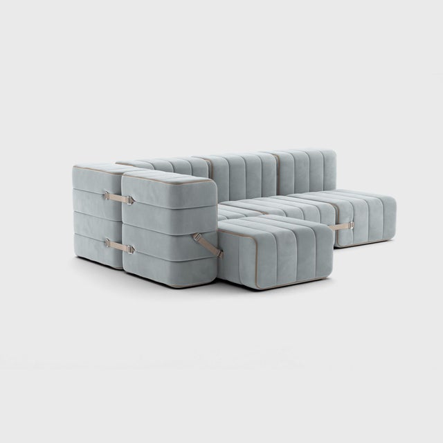 In nine configurations. Nine modules make up the family set of this modular sofa system. A corner sofa for four people or,...