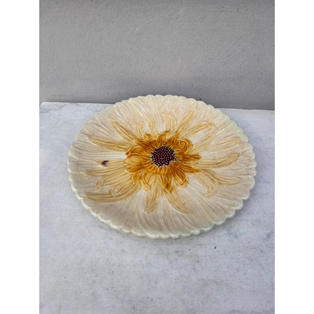 French Majolica white daisy plate Orchies, circa 1890.