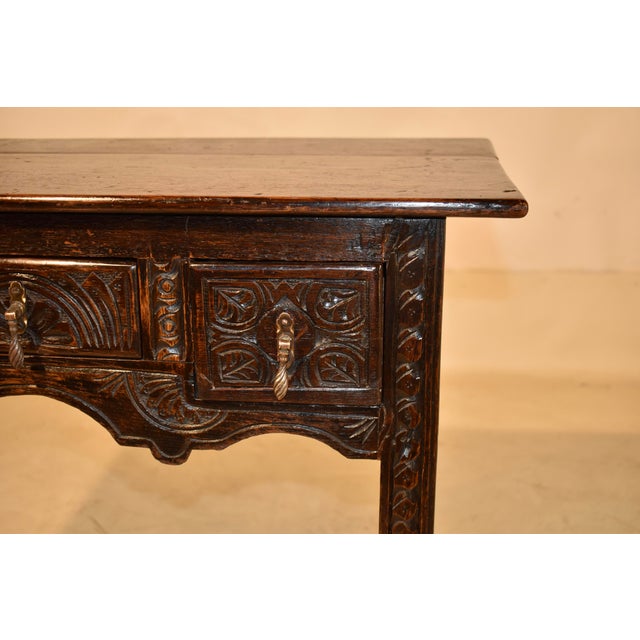 18th Century English Hand-Carved Oak Lowboy For Sale - Image 12 of 12