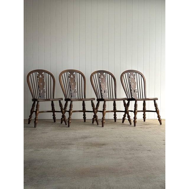Conant Ball Vintage Conant Ball Oak Windsor Dining Chairs, Set of Six For Sale - Image 4 of 17