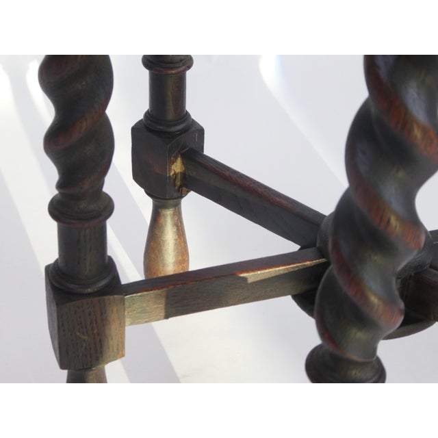 Hexagonal Barley Twist Side Table in Oak For Sale - Image 6 of 11