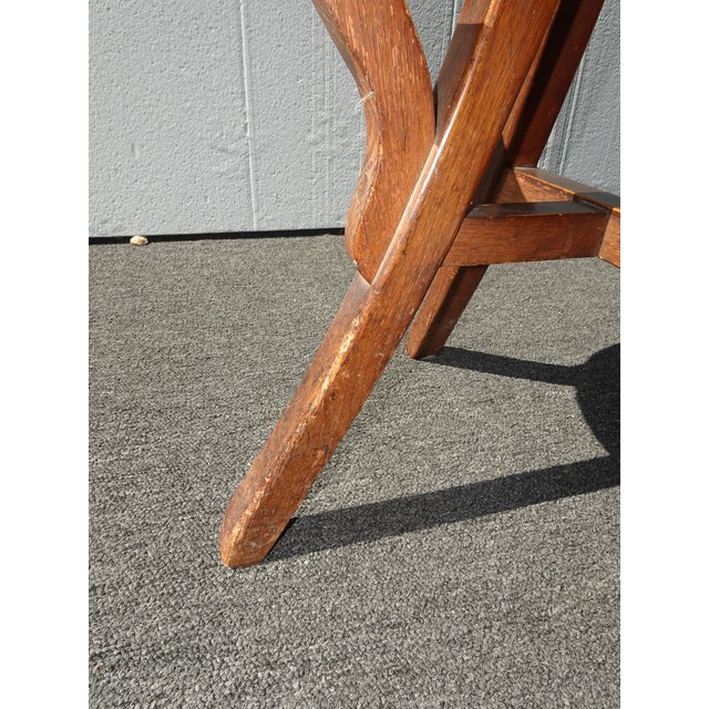 Antique Industrial Adjustable Swivel Oak Drafting Stool Barstool 1of3 ~ # 2 For Sale - Image 15 of 17
