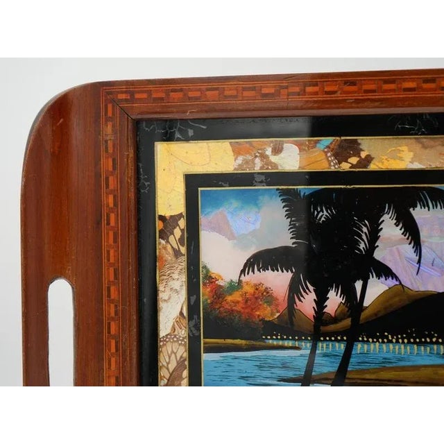 Large Vintage Morpho Butterfly Wings Serving Tray For Sale - Image 3 of 10