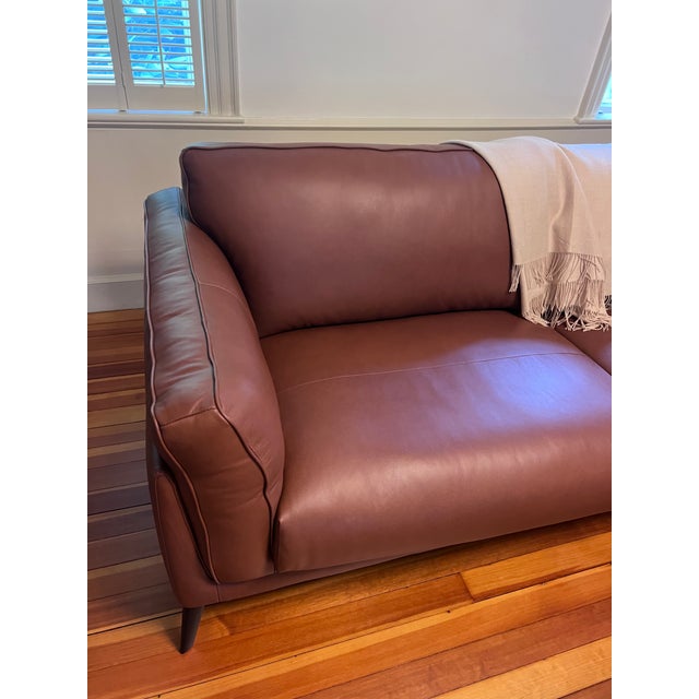 Chestnut Midcentury Modern Cognac Leather Sofa 91" New With Tag For Sale - Image 8 of 12