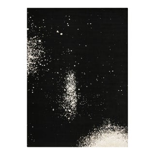 Rug & Kilim’s Abstract Rug in Black With White Painterly Patterns – “Milky Way” For Sale