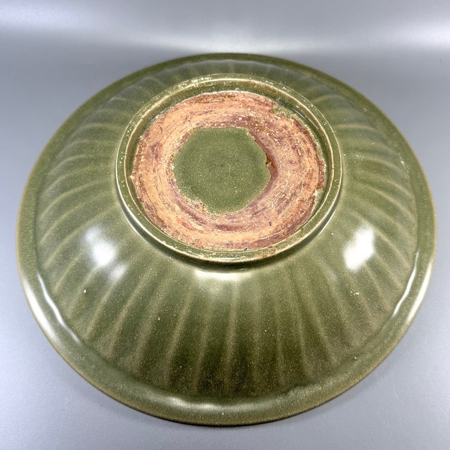 16th Century Antique Chinese Celadon Relief Dragon Charger Plate, Collectible Antique For Sale - Image 5 of 5