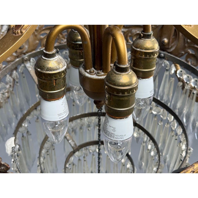 Metal French Louis Xvi, Chandelier, Dore Bronze, Crystal, France, 19th Century For Sale - Image 7 of 15