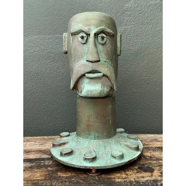 Vintage Steampunk Patinated Resin Bust of Man For Sale - Image 10 of 14
