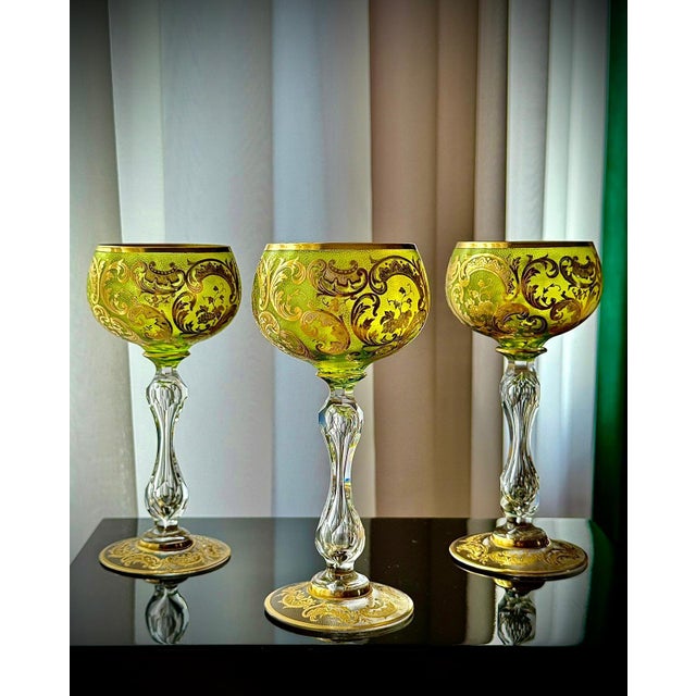 Antique Gilded Crystal Roemer Wine Glasses, 1890s, Set of 6 For Sale - Image 9 of 18