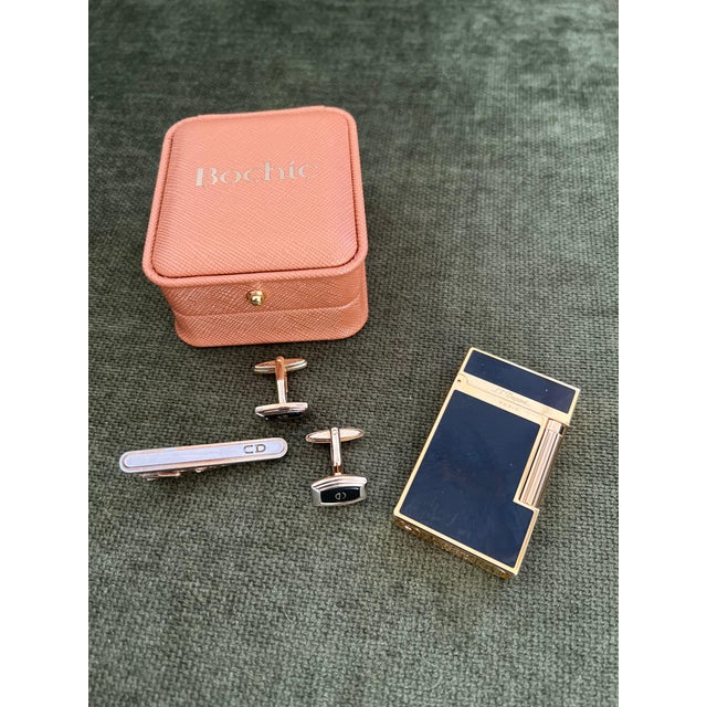 Rare Vintage Dupont Lighter & Christian Dior Cufflinks & Neck Tie Gift Set For Sale - Image 16 of 18