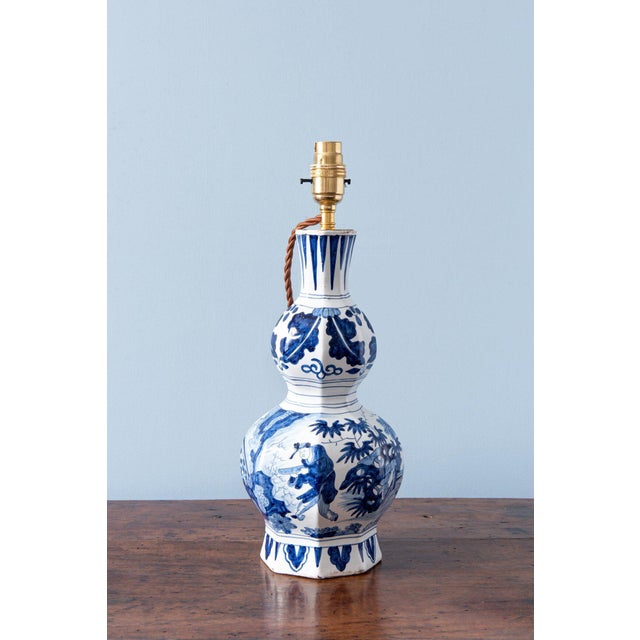 19th Century Dutch Double Gourd Chinoiserie Vase Lamp For Sale - Image 5 of 12