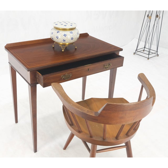 c.1880s Fine One Drawer Inlayed Solid Crotch Mahogany Top Console Table MINT! For Sale - Image 12 of 16