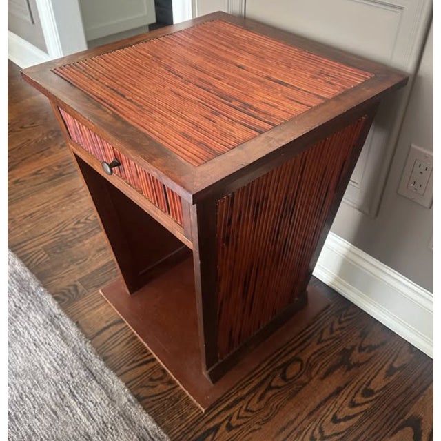 Pair of Vintage Boho Bamboo Nightstands / Side Tables For Sale - Image 9 of 9