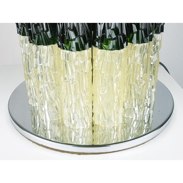 Large Chrome-Plated Metal and White and Green Plastic Table Lamp, 1960s For Sale - Image 6 of 11