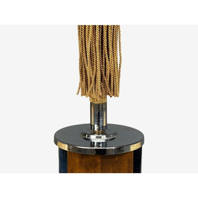 Brown Swedish Art Deco, Pendant Light, Burl, Cord, Glass, Chrome, Sweden, 1930s For Sale - Image 8 of 11