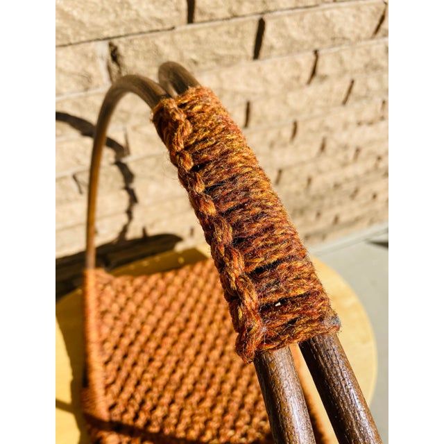 Wood Vintage 1970s Woven Circular Magazine Rack For Sale - Image 7 of 8