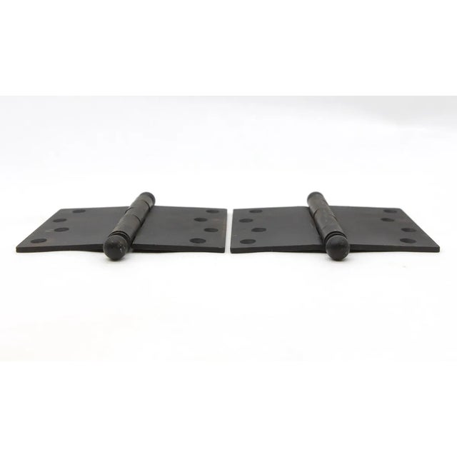 Traditional Pair of Vintage 5 X 4 Black Steel Butt Door Hinges For Sale - Image 3 of 4