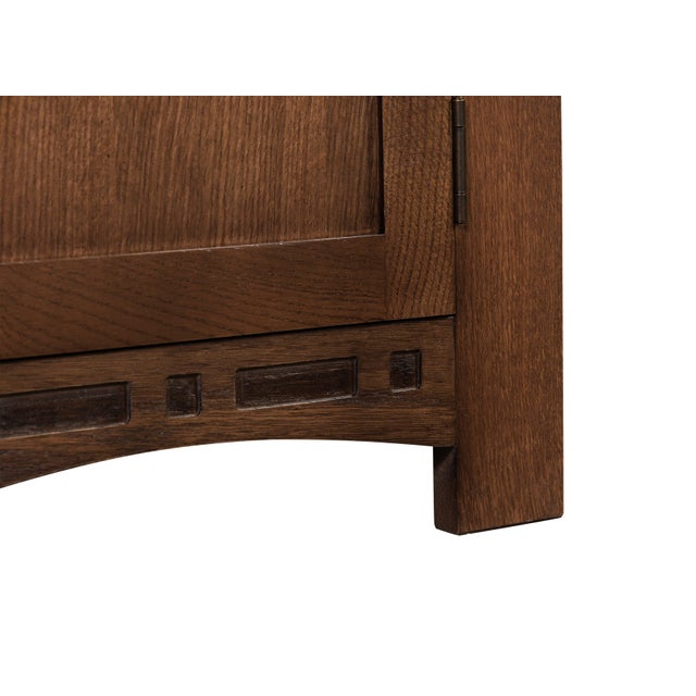 Brown Mission White Oak 1 Drawer 1 Door Inlay End Table - Walnut Stain For Sale - Image 8 of 10