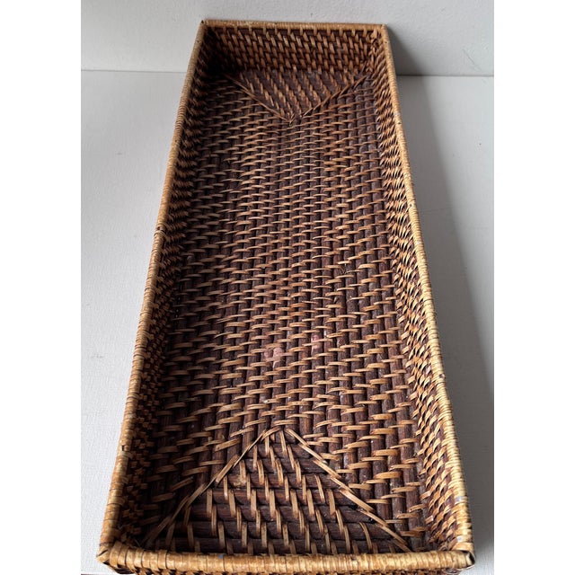 This wonderful woven rattan tray is perfect as a desk organizer or to use in a kitchen or bath.Works with any decor. 18" x...