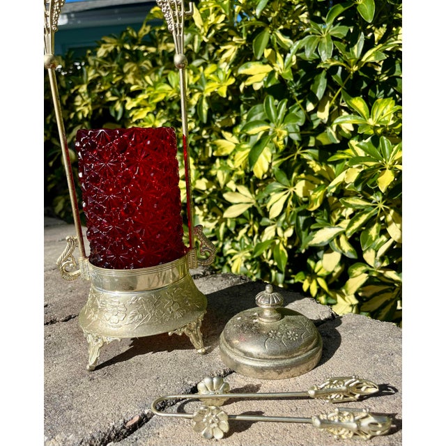 Antique Victorian Ruby Red Art Glass Pickle Castor For Sale In Orlando - Image 6 of 11