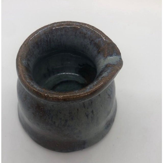 Vintage Petite Glazed Studio Pottery Creamer Vase, Artist Signed For Sale - Image 9 of 12