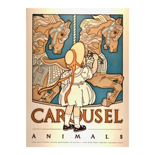 Carousel Animals: A Limited Edition Goines Graphic Art Poster, 1984 For Sale